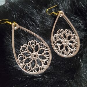 2 1/2 Inch laser Cut Rose Gold Acrylic Earrings